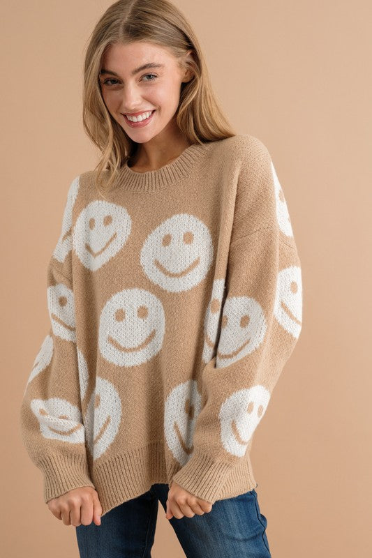 Smiley Sweater- Taupe